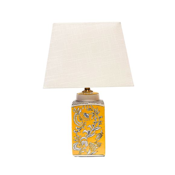 LAMP PORCELAIN TEAL AND SUNSHINE