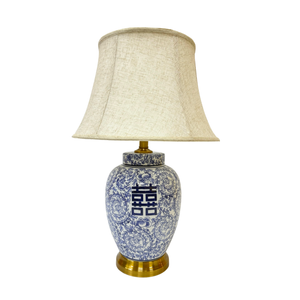 LAMP BLUE & WHITE DOUBLE HAPPINESS