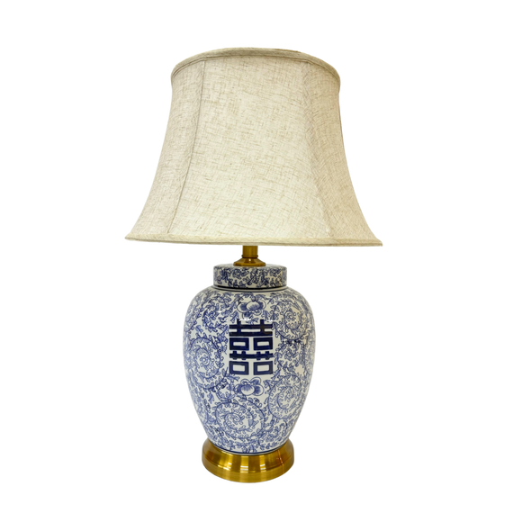 LAMP BLUE & WHITE DOUBLE HAPPINESS