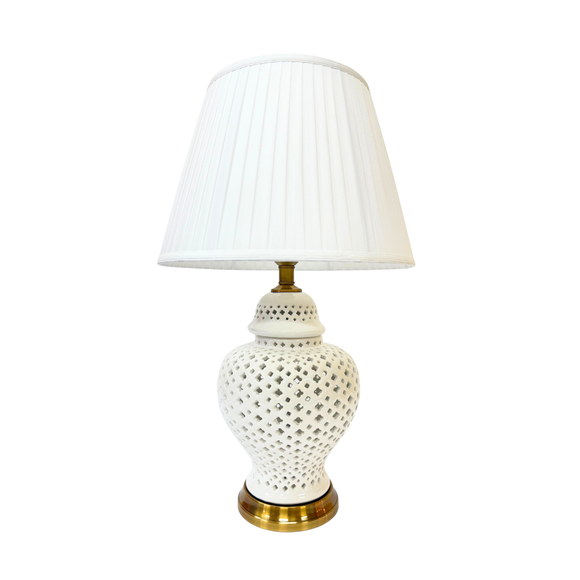 LAMP CUTWORK TEMPLE JAR WHITE