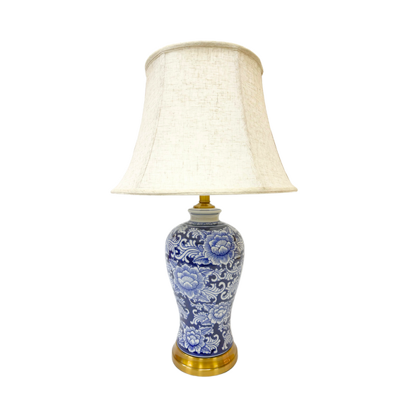 LAMP BLUE & WHITE PEONIES