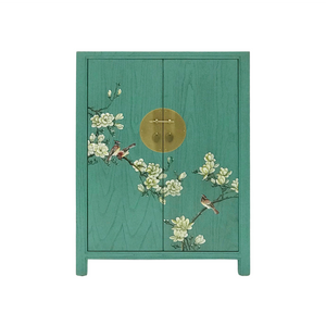 SHOE CABINET FLEUR 2DR TURQUOISE WASH MQZ-38