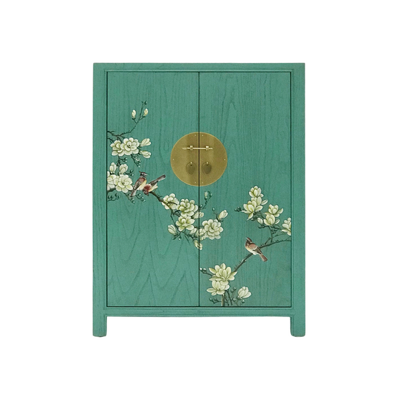 SHOE CABINET FLEUR 2DR TURQUOISE WASH MQZ-38