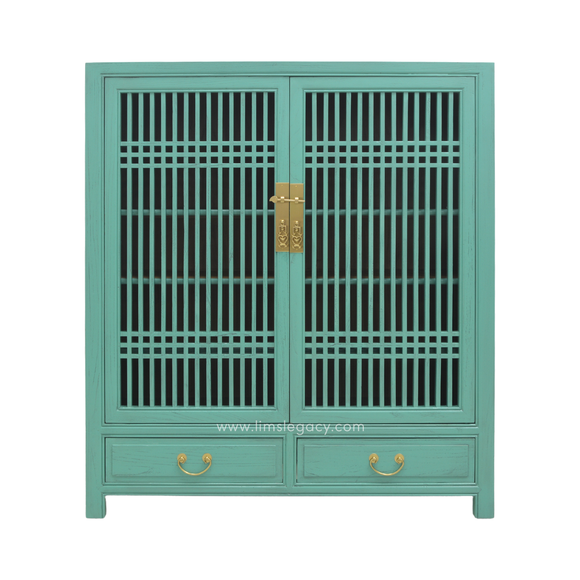 CABINET LATTICE 2DW2DR TURQUOISE WASH MQZ-35