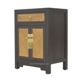 CABINET RATTAN 1DW2DR DARK WOOD MQZ-302