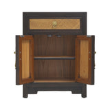 CABINET RATTAN 1DW2DR DARK WOOD MQZ-302