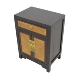 CABINET RATTAN 1DW2DR DARK WOOD MQZ-302