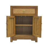 CABINET RATTAN 1DW2DR LIGHT WOOD MQZ-302