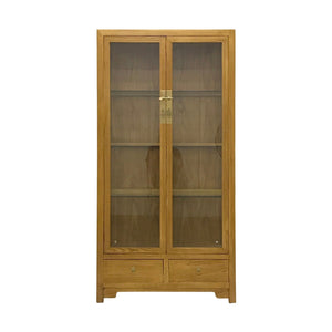 GLASS CABINET 2DW2DR LIGHT WOOD MQZ-16