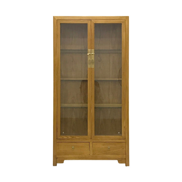 GLASS CABINET 2DW2DR LIGHT WOOD MQZ-16