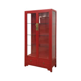 GLASS CABINET 2DW2DR RED WASH MQZ-16