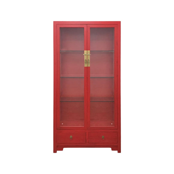 GLASS CABINET 2DW2DR RED WASH MQZ-16