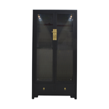 GLASS CABINET 2DW2DR W/ LIGHTING BLACK WASH MQZ-16