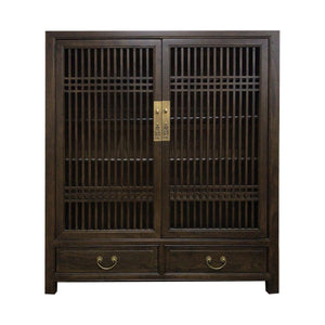 CABINET LATTICE 2DW2DR DARK WOOD MQZ-35