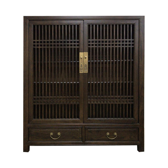 CABINET LATTICE 2DW2DR DARK WOOD MQZ-35