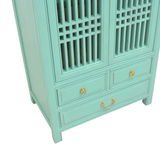 NARROW CABINET LATTICE TURQUOISE WASH MQZ-12