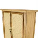 TALL CABINET RATTAN 2DR NATURAL RAW MQ-01