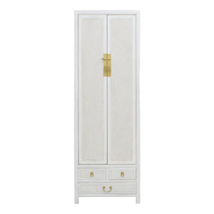 NARROW CABINET RATTAN WHITE WASH MQZ-303