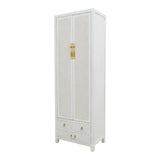 NARROW CABINET RATTAN WHITE WASH MQZ-303