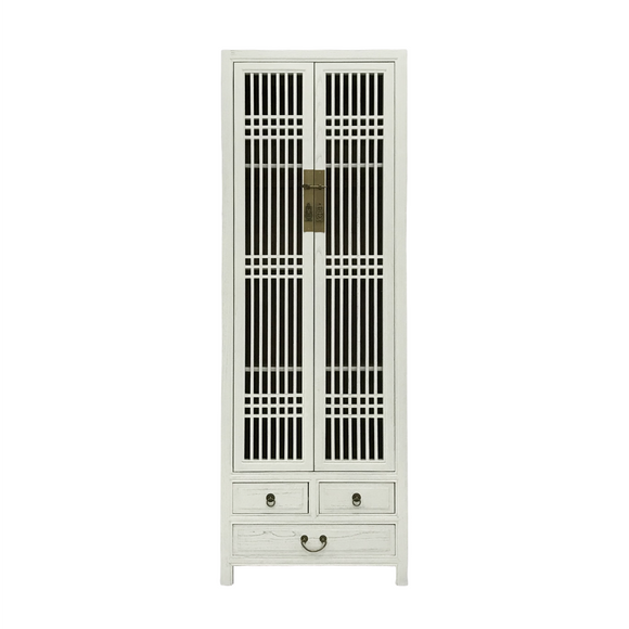 NARROW CABINET LATTICE WHITE WASH MQZ-12