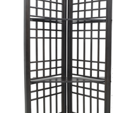 SCREEN LATTICE 4 PANELS W/ 2 SHELVING DARK WOOD