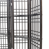 SCREEN LATTICE 4 PANELS W/ 2 SHELVING DARK WOOD