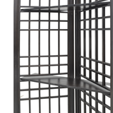 SCREEN LATTICE 4 PANELS W/ 2 SHELVING DARK WOOD