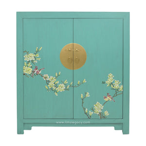SHOE CABINET FLEUR 2 DOORS TURQUOISE WASH MQZ-13
