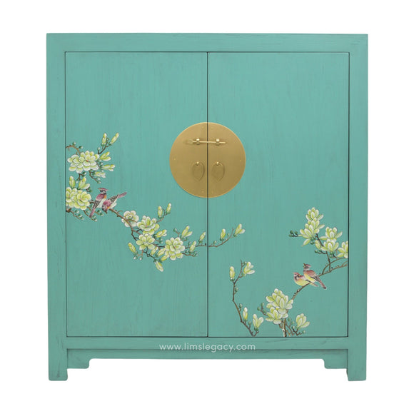 SHOE CABINET FLEUR 2 DOORS TURQUOISE WASH MQZ-13