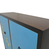 SHOE CABINET FLEUR PAINTED 4DR BLK FRAME BLUE MQZ-213