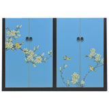 SHOE CABINET FLEUR PAINTED 4DR BLK FRAME BLUE MQZ-213