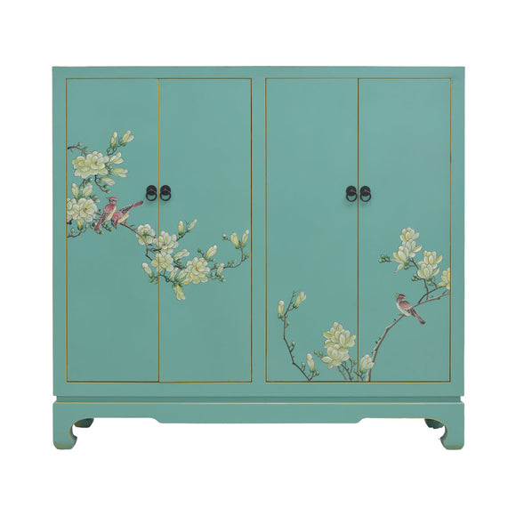 SHOE CABINET FLEUR PAINTED 4DR TURQUOISE MQZ-213