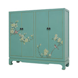 SHOE CABINET FLEUR PAINTED 4DR TURQUOISE MQZ-213