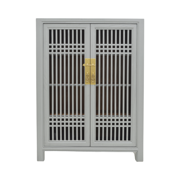 SHOE CABINET LATTICE 2DR GREY WASH MQZ-07