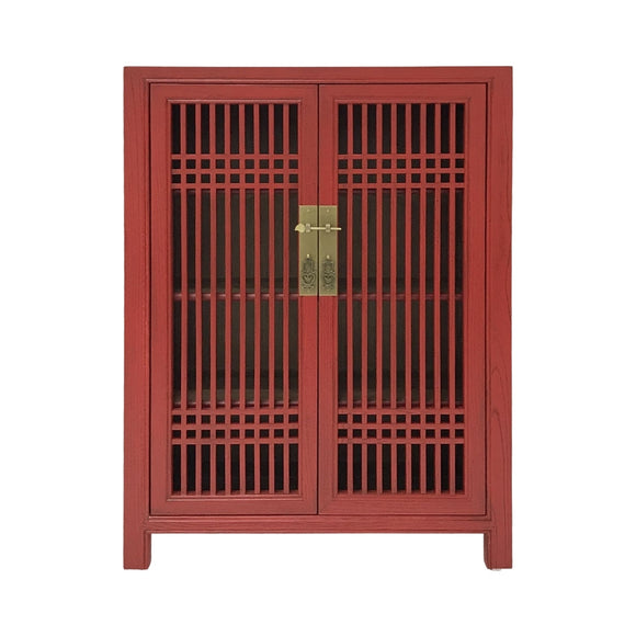 SHOE CABINET LATTICE 2DR RED WASH MQZ-07