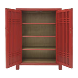 SHOE CABINET LATTICE 2DR RED WASH MQZ-07