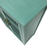 SHOE CABINET LATTICE 2DR TURQUOISE WASH MQZ-07