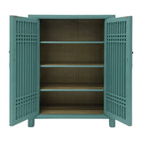 SHOE CABINET LATTICE 2DR TURQUOISE WASH MQZ-07