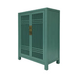 SHOE CABINET LATTICE 2DR TURQUOISE WASH MQZ-07