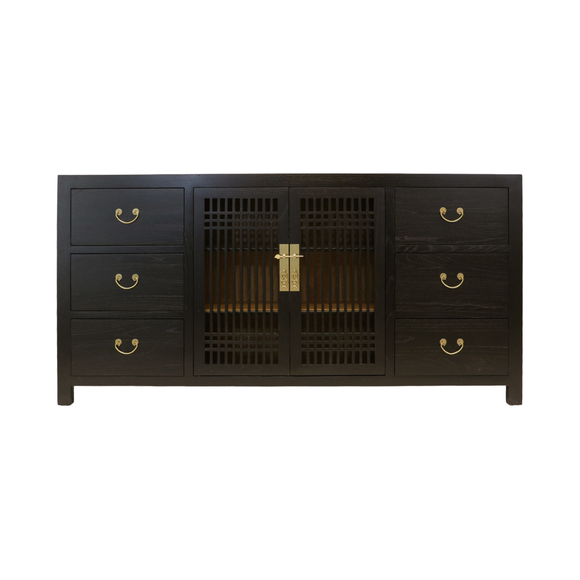 SIDEBOARD LATTICE 6DW2DR BLACK WASH MQZ-34