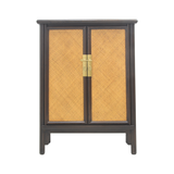 SIDE CABINET RATTAN 2DR DARK WOOD MQ-02