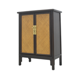 SIDE CABINET RATTAN 2DR DARK WOOD MQ-02