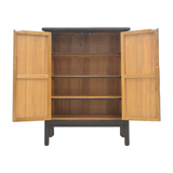 SIDE CABINET RATTAN 2DR DARK WOOD MQ-02