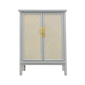 SIDE CABINET RATTAN 2DR GREY WASH MQ-02