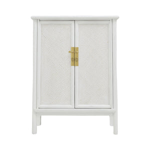 SIDE CABINET RATTAN 2DR WHITE WASH MQ-02