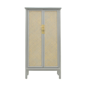 TALL CABINET RATTAN 2DR GREY WASH MQ-01
