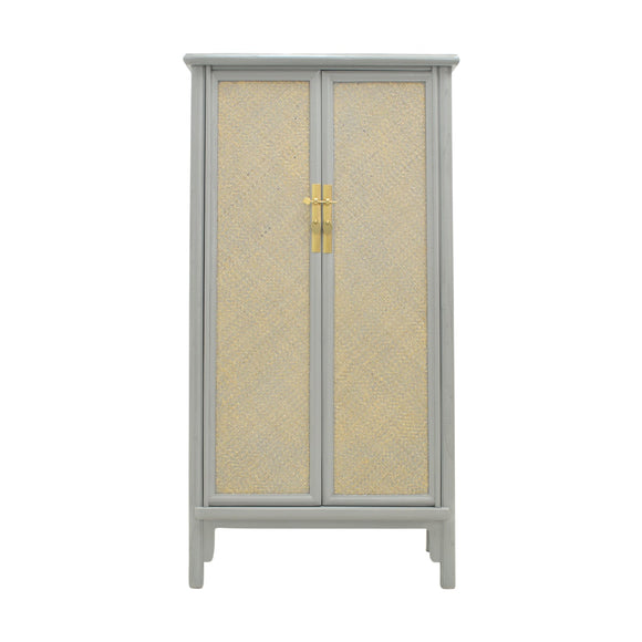 TALL CABINET RATTAN 2DR GREY WASH MQ-01
