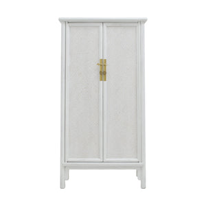 TALL CABINET RATTAN 2DR WHITE WASH MQ-01