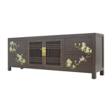 TV CONSOLE LATTICE W/ FLEUR 1.8M DARK WOOD MQZ-11