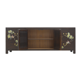 TV CONSOLE LATTICE W/ FLEUR 1.8M DARK WOOD MQZ-11
